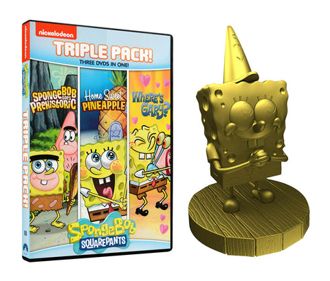 Spongebob Squarepants Triple Pack & Gnerd Gnome (Gold Chrome) (Boxset) DVD Movie 
