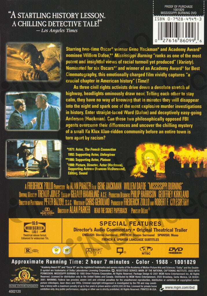 Mississippi Burning on DVD Movie