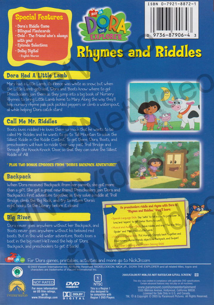 dora the explorer rhymes and riddles