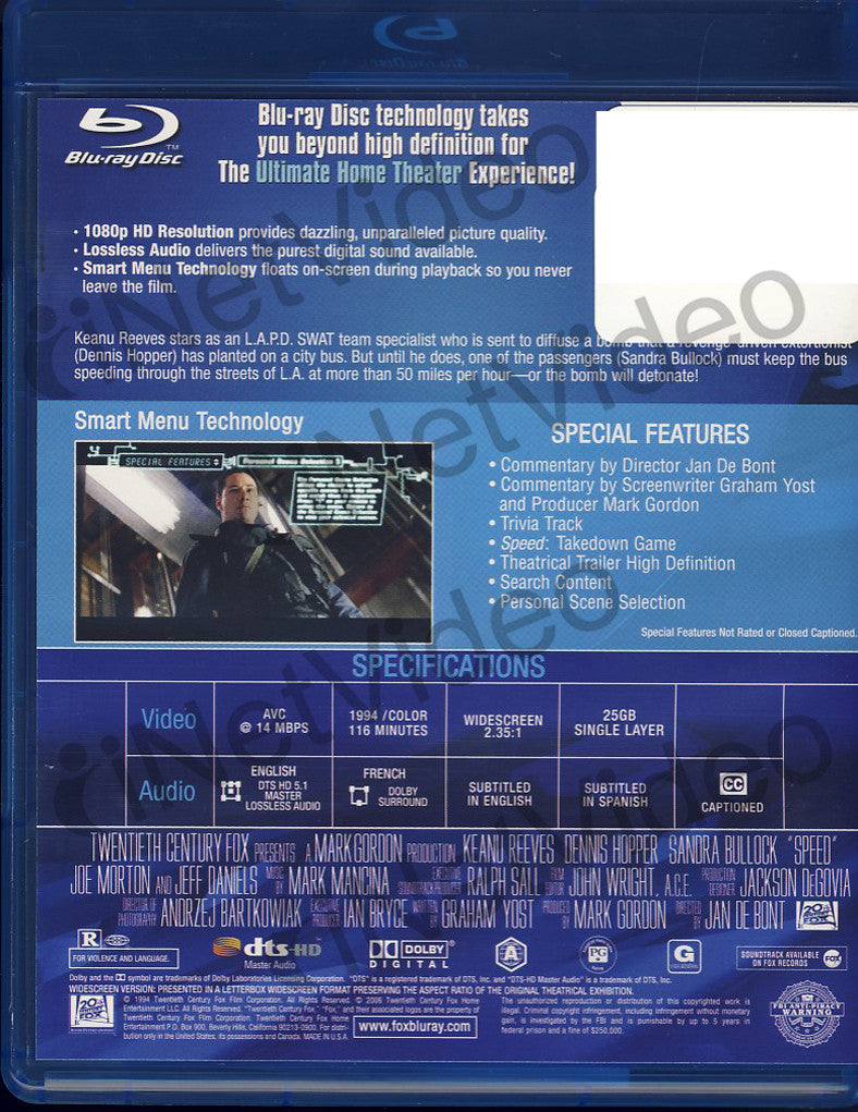 Speed (Blu-ray) on BLU-RAY Movie