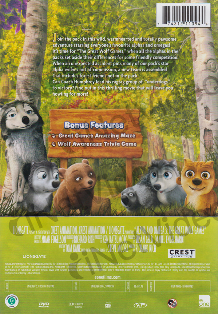 Alpha and Omega 3 The Great Wolf Games dvd label - DVD Covers